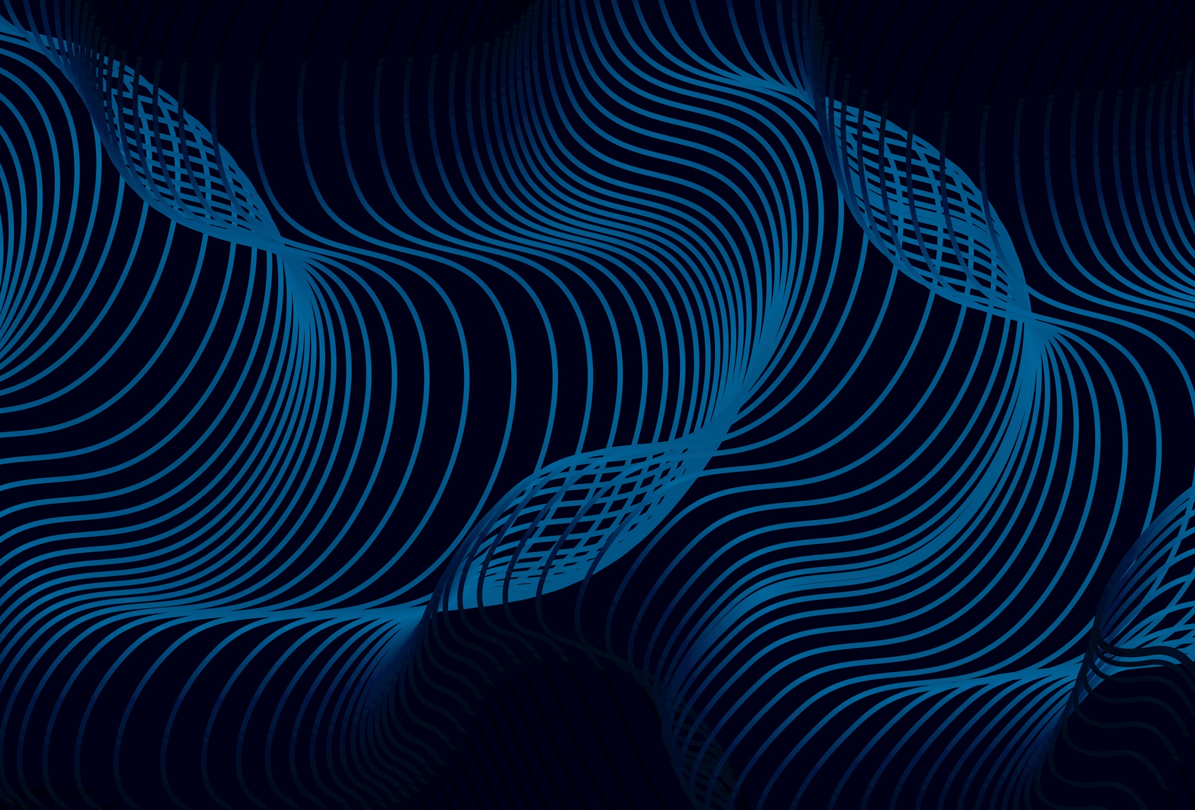 Flowing woven blue lines representing custom application development