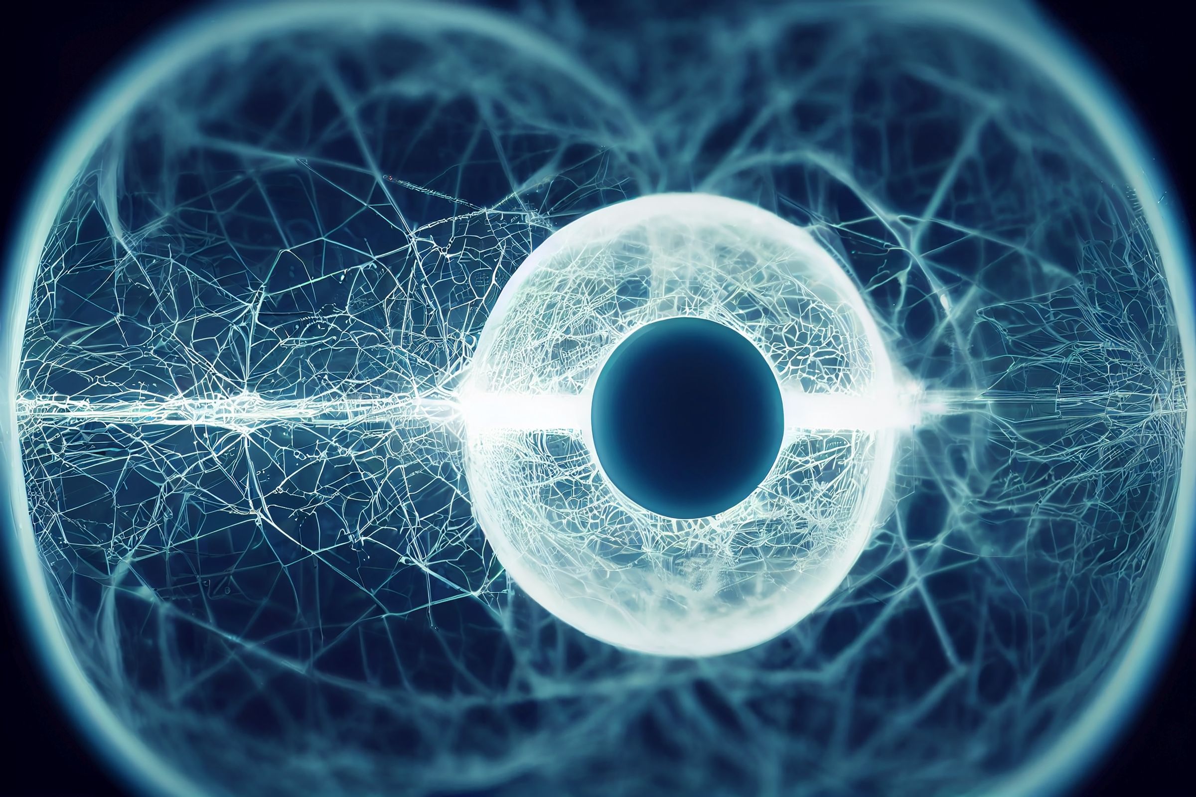 Abstract technology visualization of a glowing network